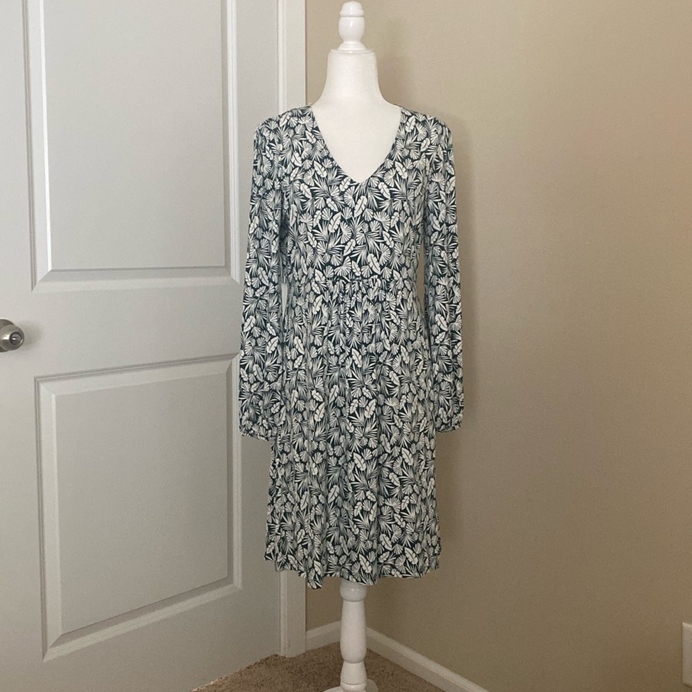 NWT Boden Palm Leaf Dress Long Sleeves Sz 10R